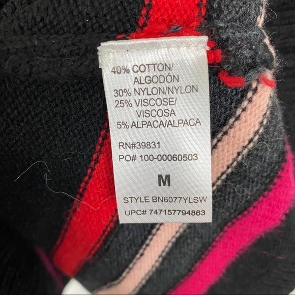 Democracy Black Stripe Girlfriend Cardigan Sweater M Medium - Picture 4 of 6